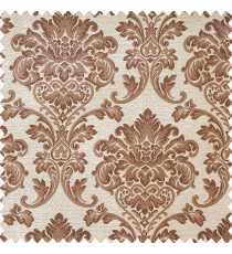 Dark brown and beige color beautiful traditional designs texture background swirls polyester main curtain